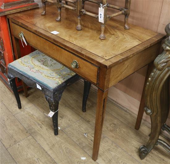 A George III banded mahogany side table, fitted one drawer W.90cm